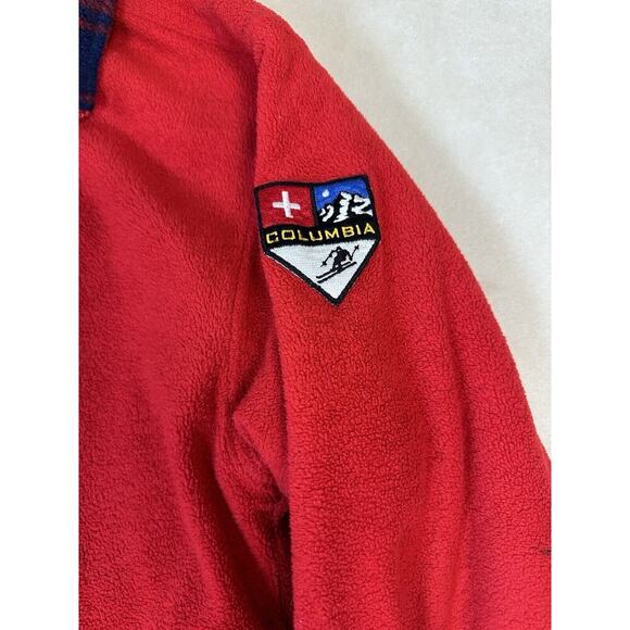 Vintage Columbia REVERSIBLE Pullover- Heavy Made In USA Quarter Zip Red Large - Picture 4 of 16